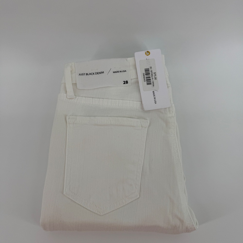 Just Black Denim White Skinny Jeans Raw Hem Made in USA BP269J-A Size 28 NEW